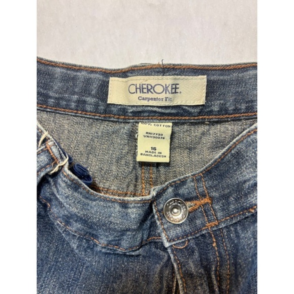 Cherokee Carpenter Fit Denim Shorts Blue Jean, Size 16,‎ Cotton - Picture 2 of 6
